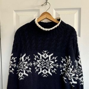 Cozy, attractive, navy snowflake sweater
